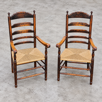 Early 20 th Century Handcrafted and Carved highback / Ladder Back Chairs /