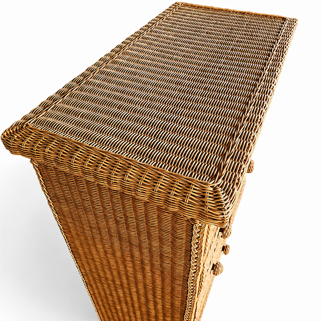 Vintage Wicker Dresser / Chest of Drawers in Boho Chic Coastal Style