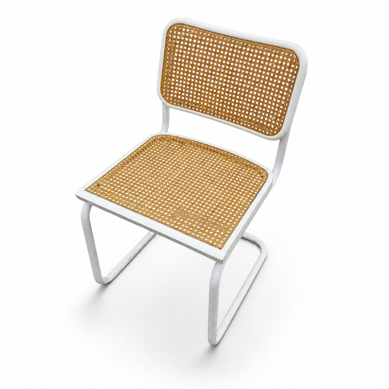 4 x cantilever white Cesca chair by Marcel Breuer B32 model / Bauhaus 1970s / made in Italy