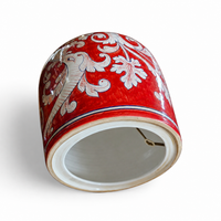 Baroque-style lamp / Decorated Sicilian ceramics / Baroque decoration on a red background