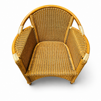 2 x Wicker and Bamboo Patio Chair / 1980s / Faux suede / Alcantara