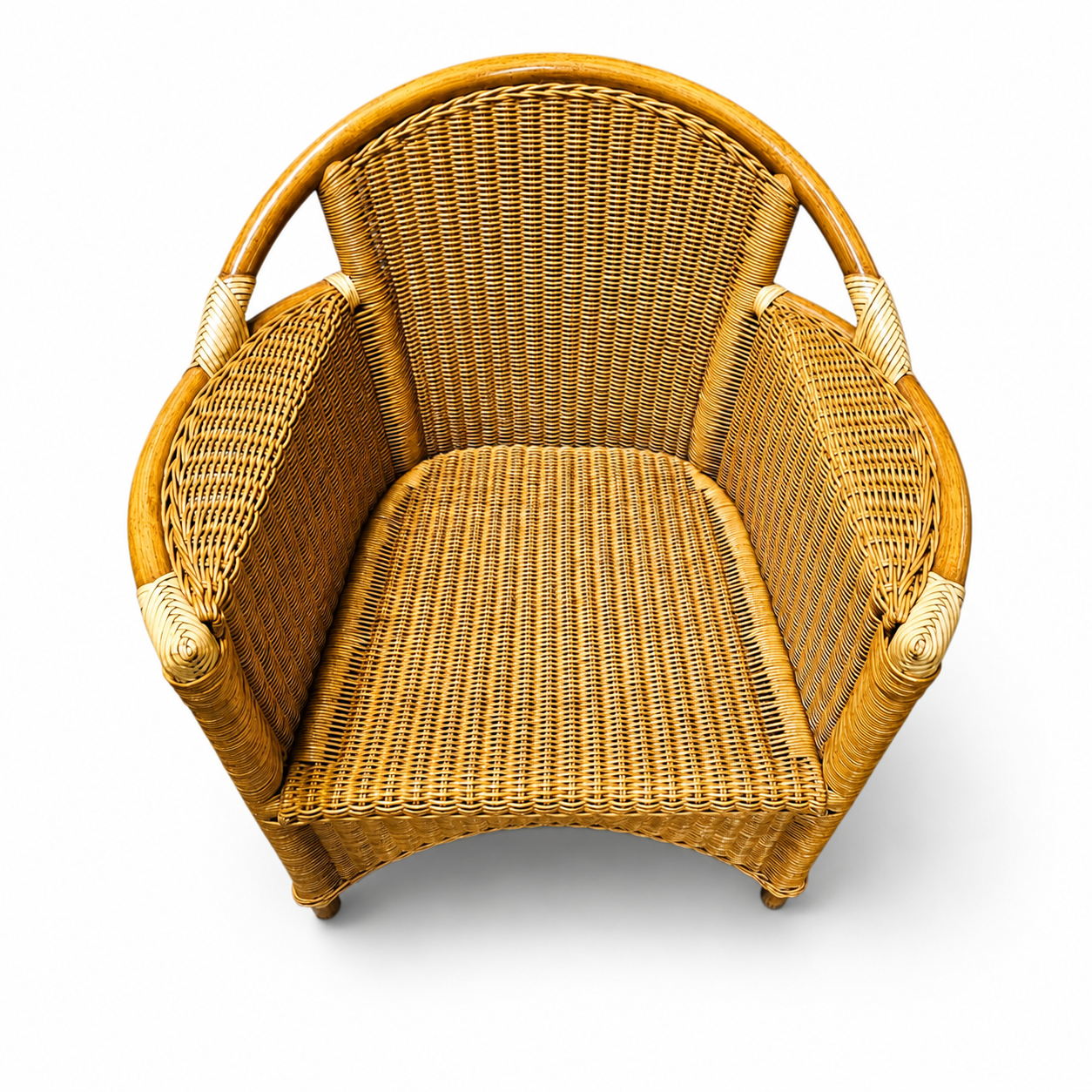 2 x Wicker and Bamboo Patio Chair / 1980s / Faux suede / Alcantara