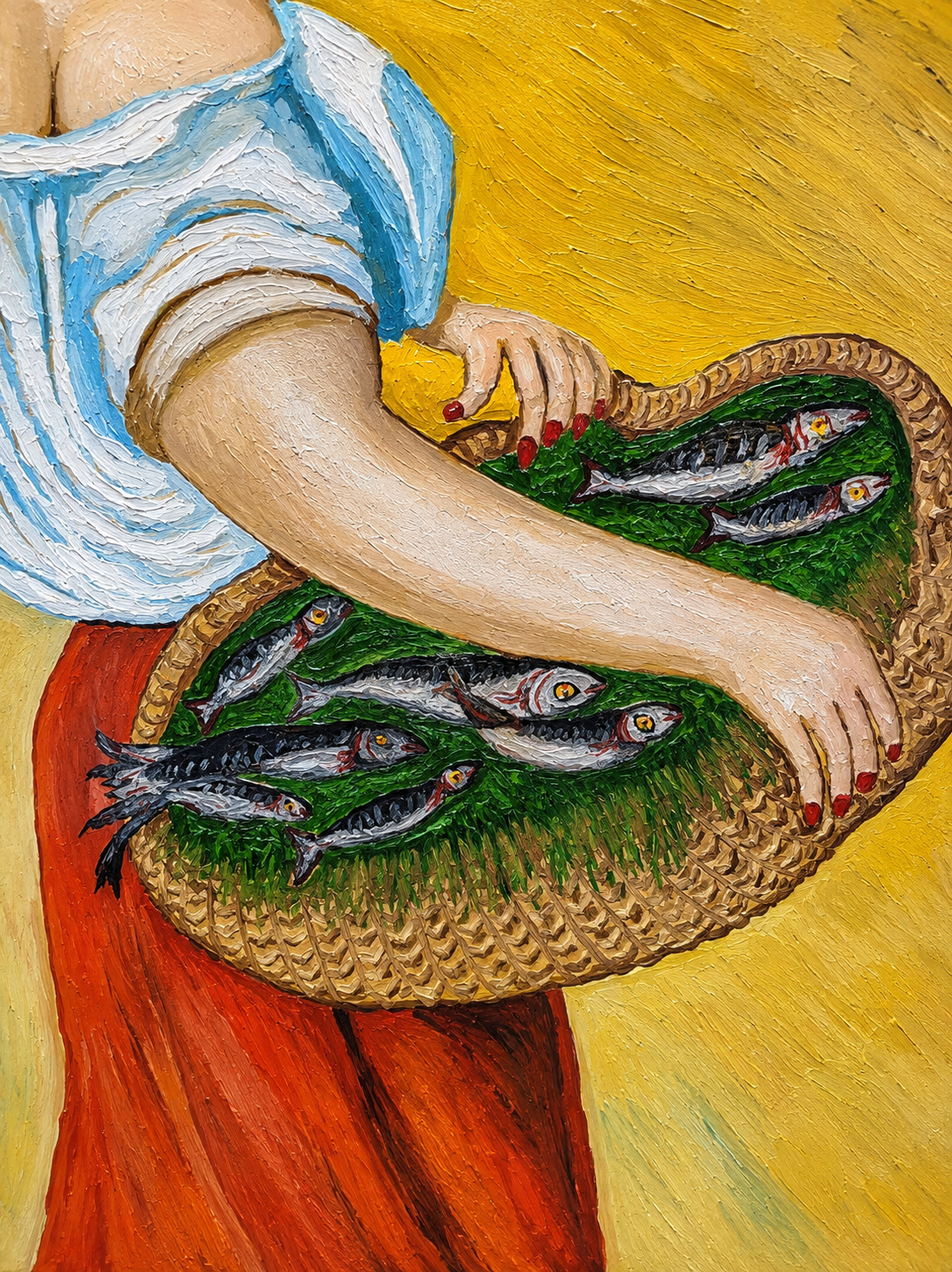 50 x 130 cm naive paintings 70s