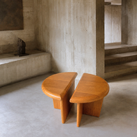 Solid oak matching side / coffee tables / 1970s