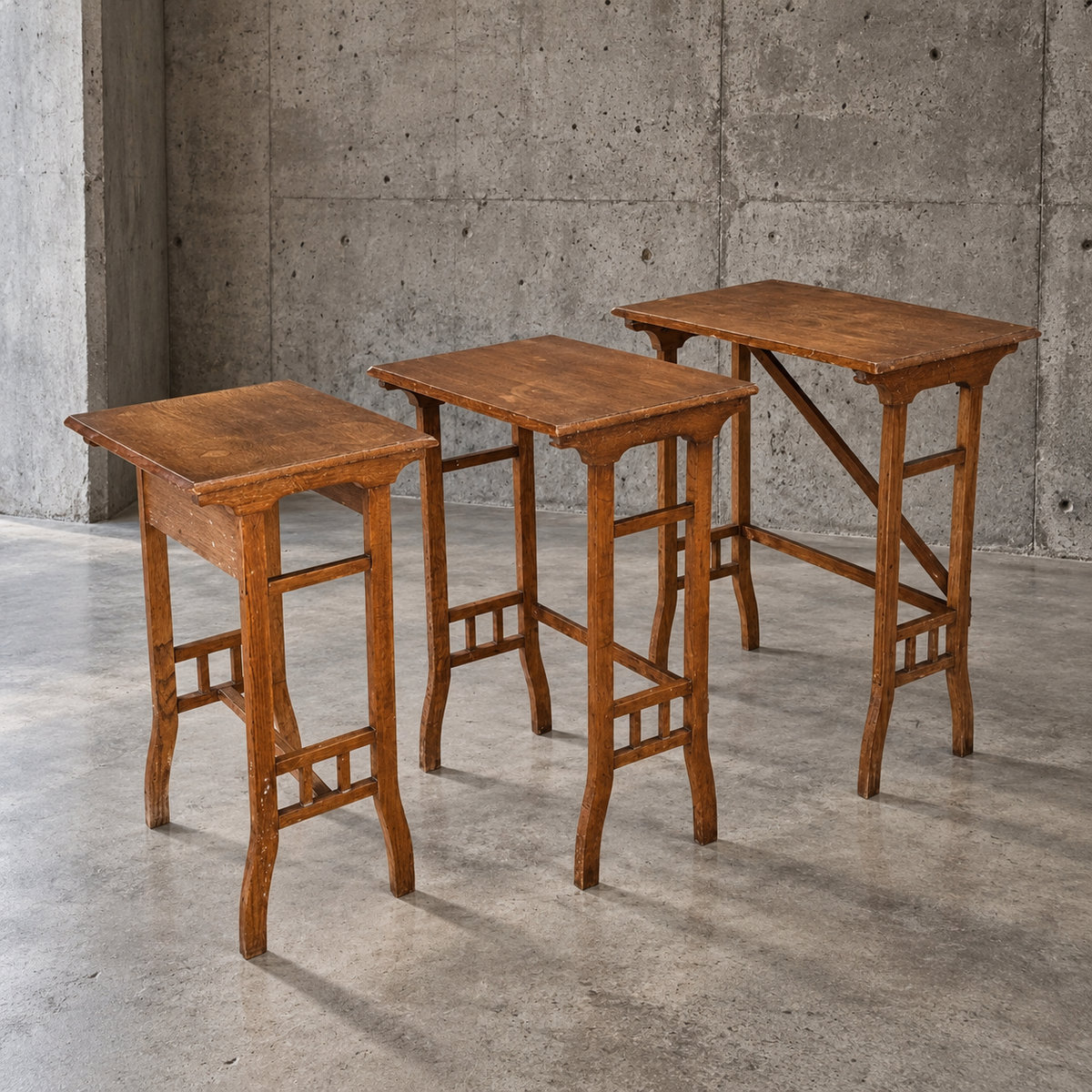 3 x nesting table / nesting set / arts and crafts / 1950s