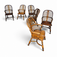 9 x RAC / Royal Antique Collection / Oak wheelback Windsor armchairs / 1980s