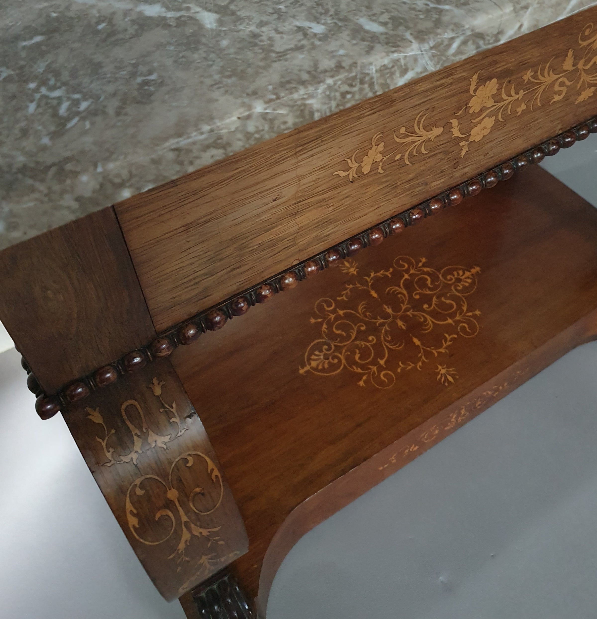 French Trumeau / side table 1830s /  inlay wood / mirror