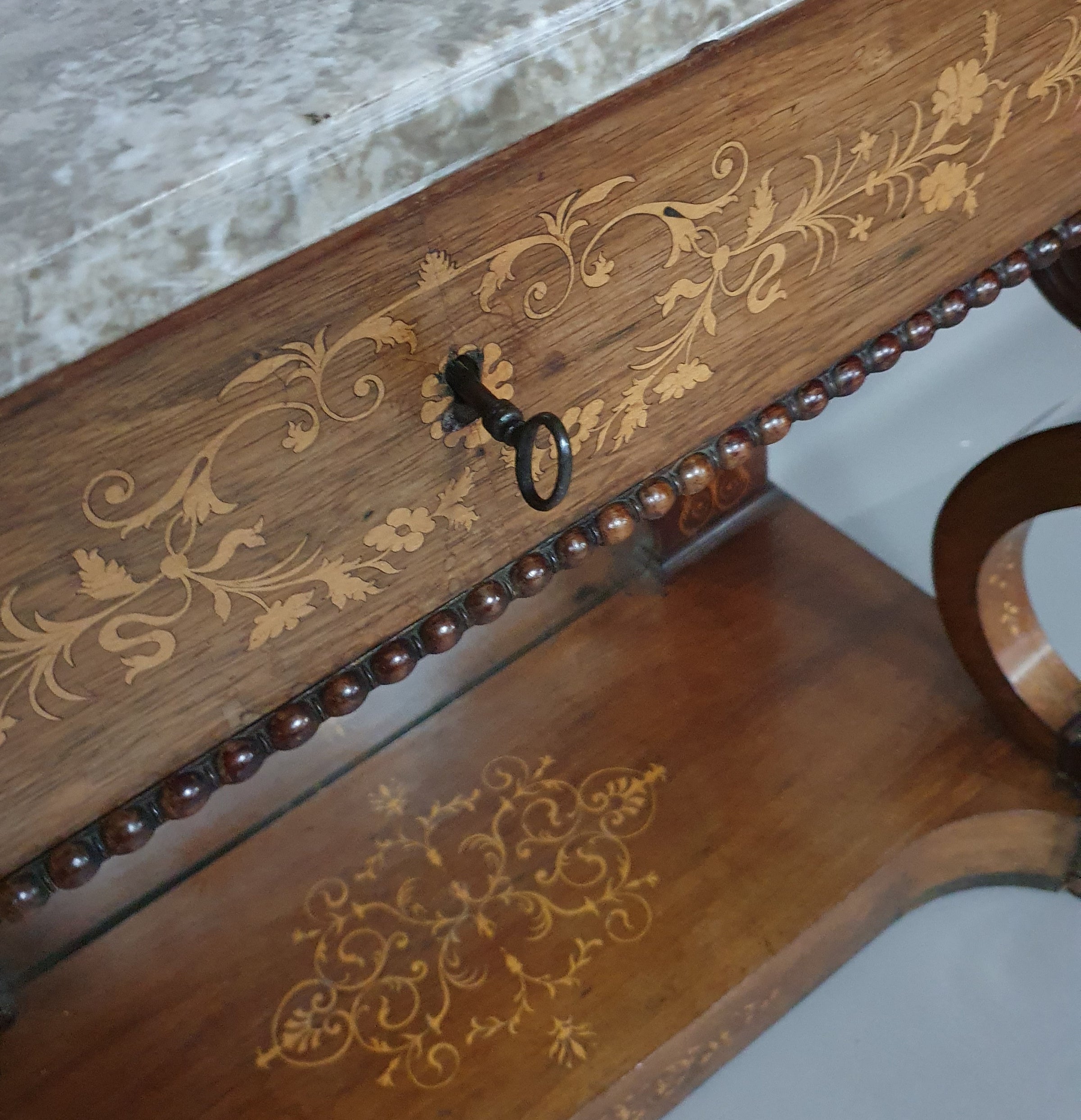 French Trumeau / side table 1830s /  inlay wood / mirror