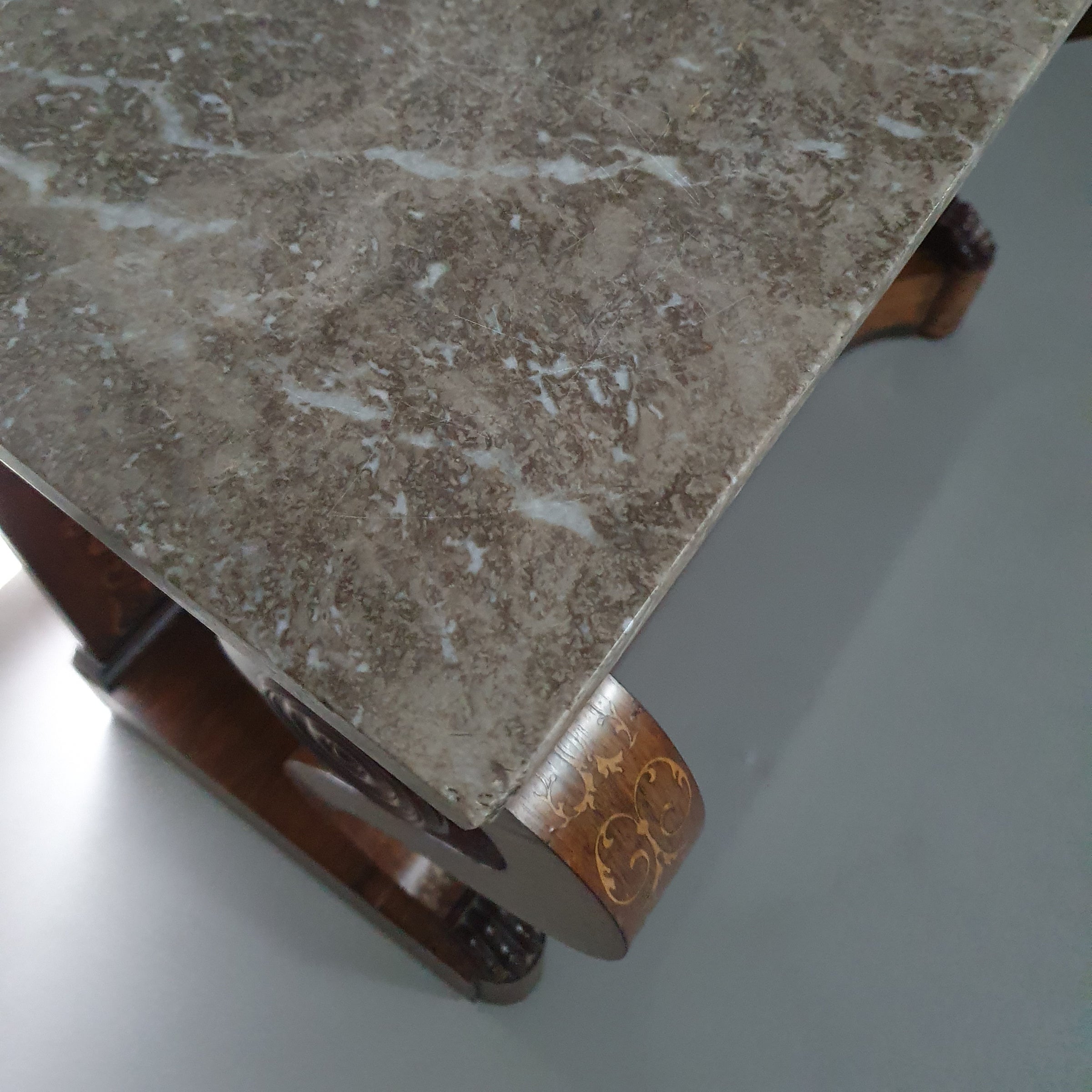 French Trumeau / side table 1830s /  inlay wood / mirror
