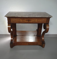 French Trumeau / side table 1830s /  inlay wood / mirror