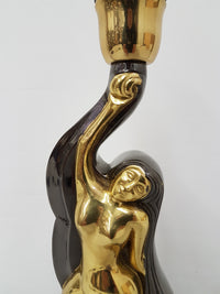 Vintage messing sculpturale naakte vrouwenfiguur tafellamp - jaren 70 