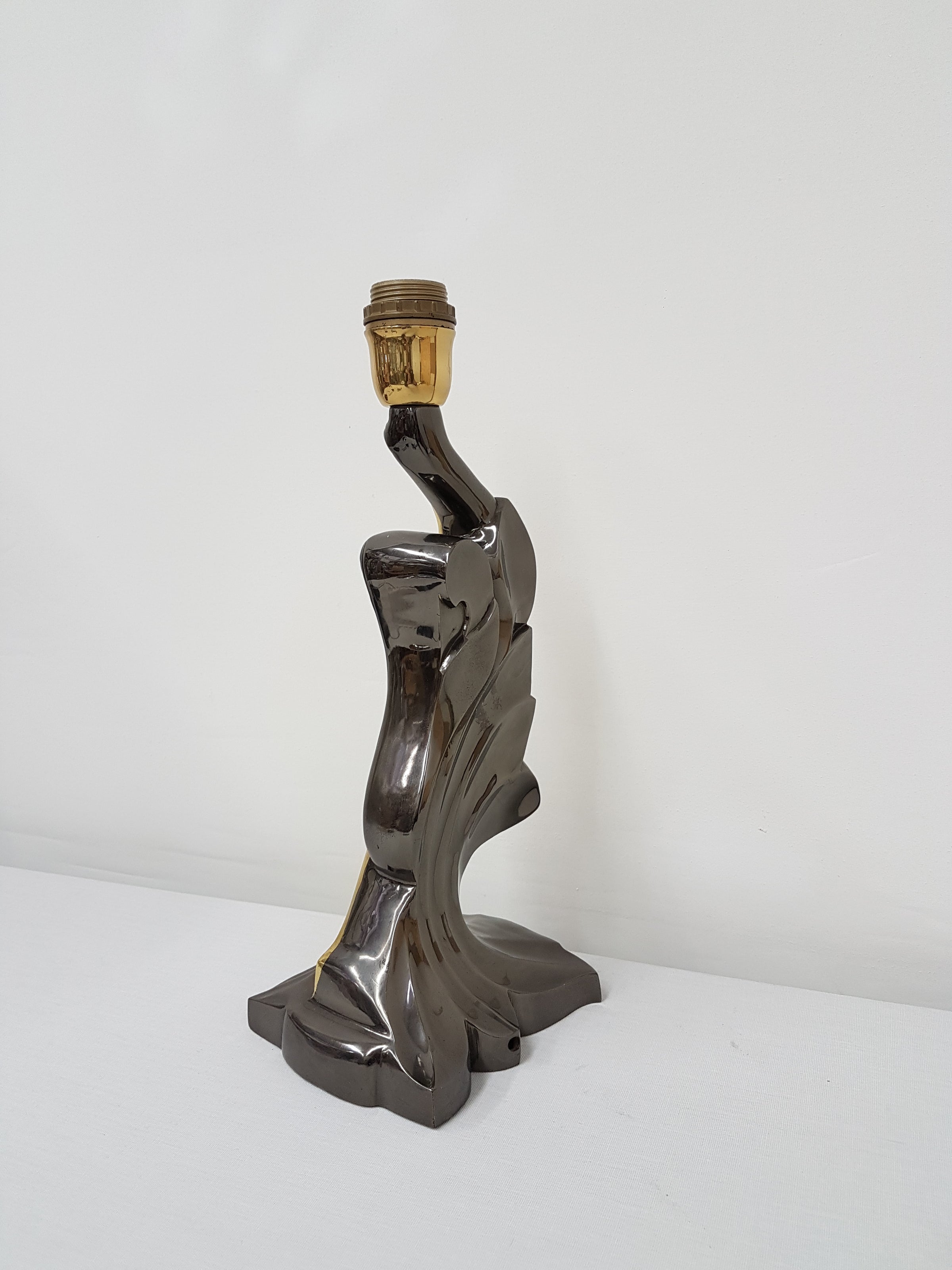 Vintage messing sculpturale naakte vrouwenfiguur tafellamp - jaren 70 