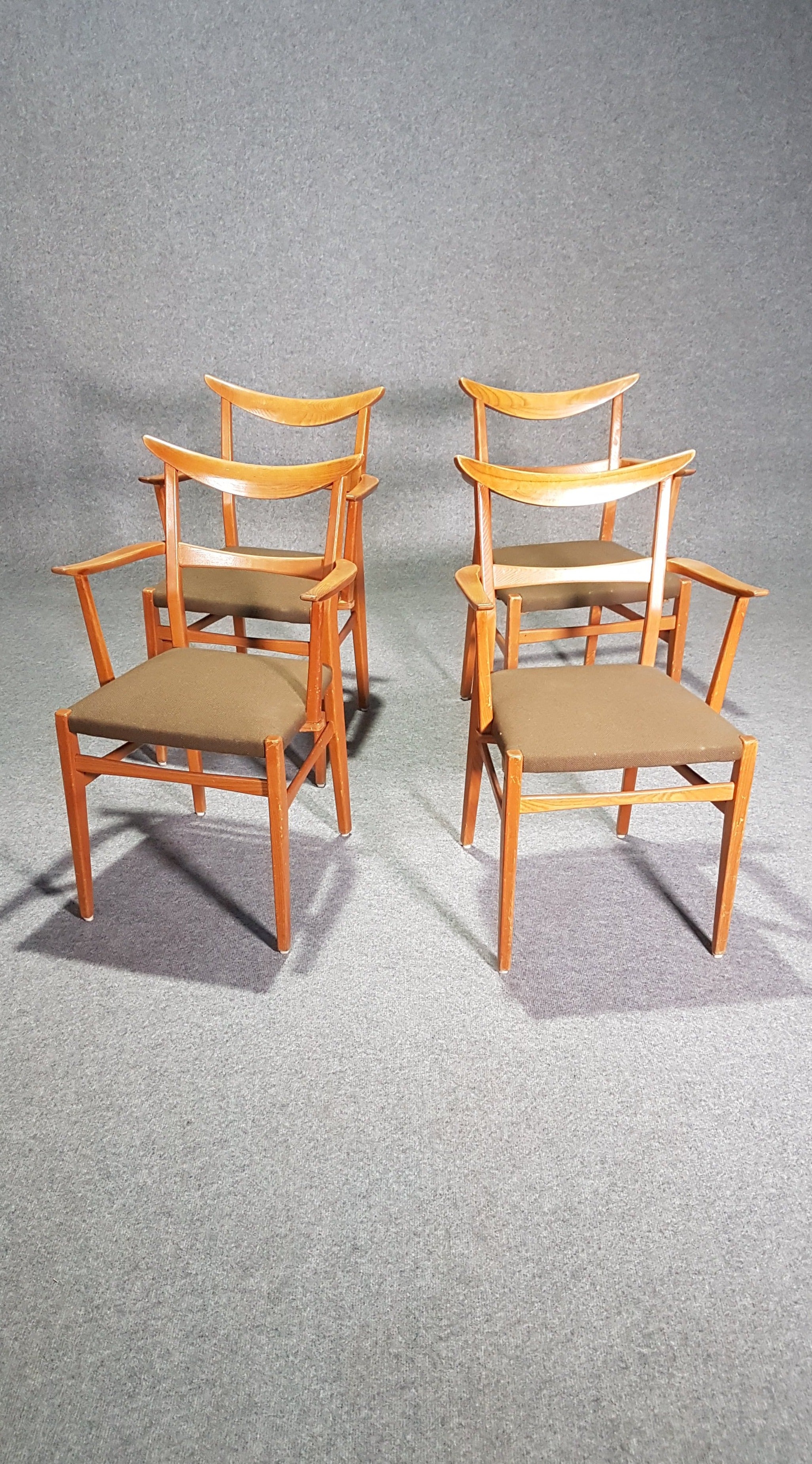 Set of 4 x German / cow horn dining armchairs / Lübke 1950s / Extremely rare /