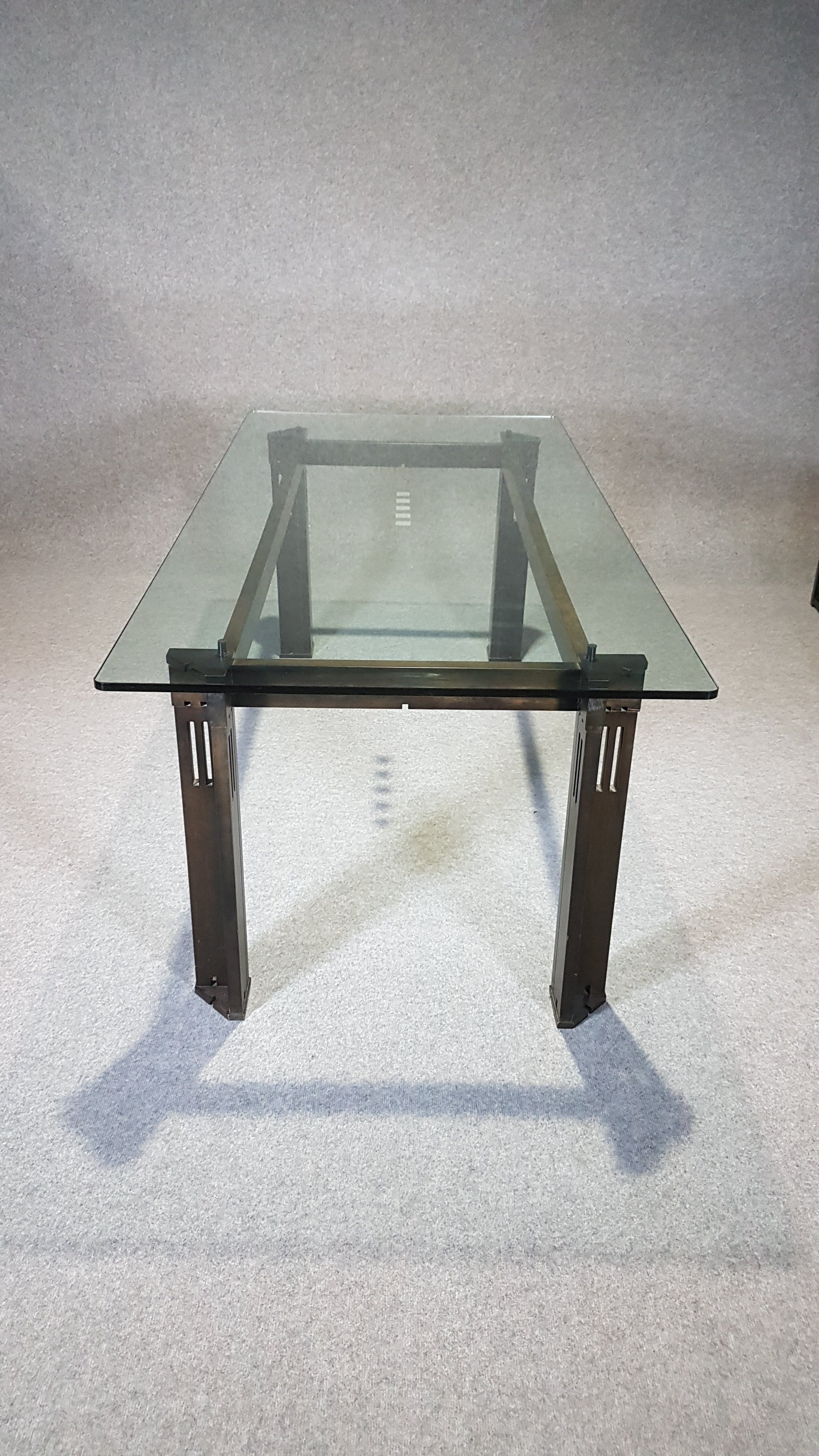 Rare dining set, Galaxy Table and chairs, with exclusive upholstering, designed by Umberto Asnago - Giorgetti. 1980s