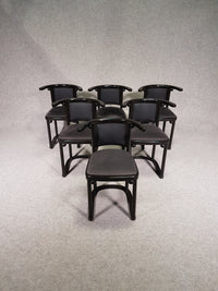 Set van 6 zwarte Fledermaus stoelen van Josef Hoffmann voor Wittmann, jaren 80.