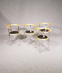 Set 4 postmoderne fauteuils B6 - Borge Lindau voor Bla Station - jaren 80