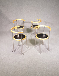 Set 4 postmoderne fauteuils B6 - Borge Lindau voor Bla Station - jaren 80