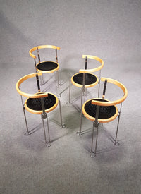 Set 4 postmoderne fauteuils B6 - Borge Lindau voor Bla Station - jaren 80