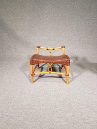 Lounge chair and footstool designed by Yuzuru Yamakawa rattan and bamboo