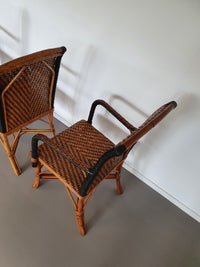 4 x rotan bamboe eetkamerstoelen