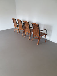 4 x rotan bamboe eetkamerstoelen