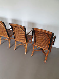4 x rotan bamboe eetkamerstoelen