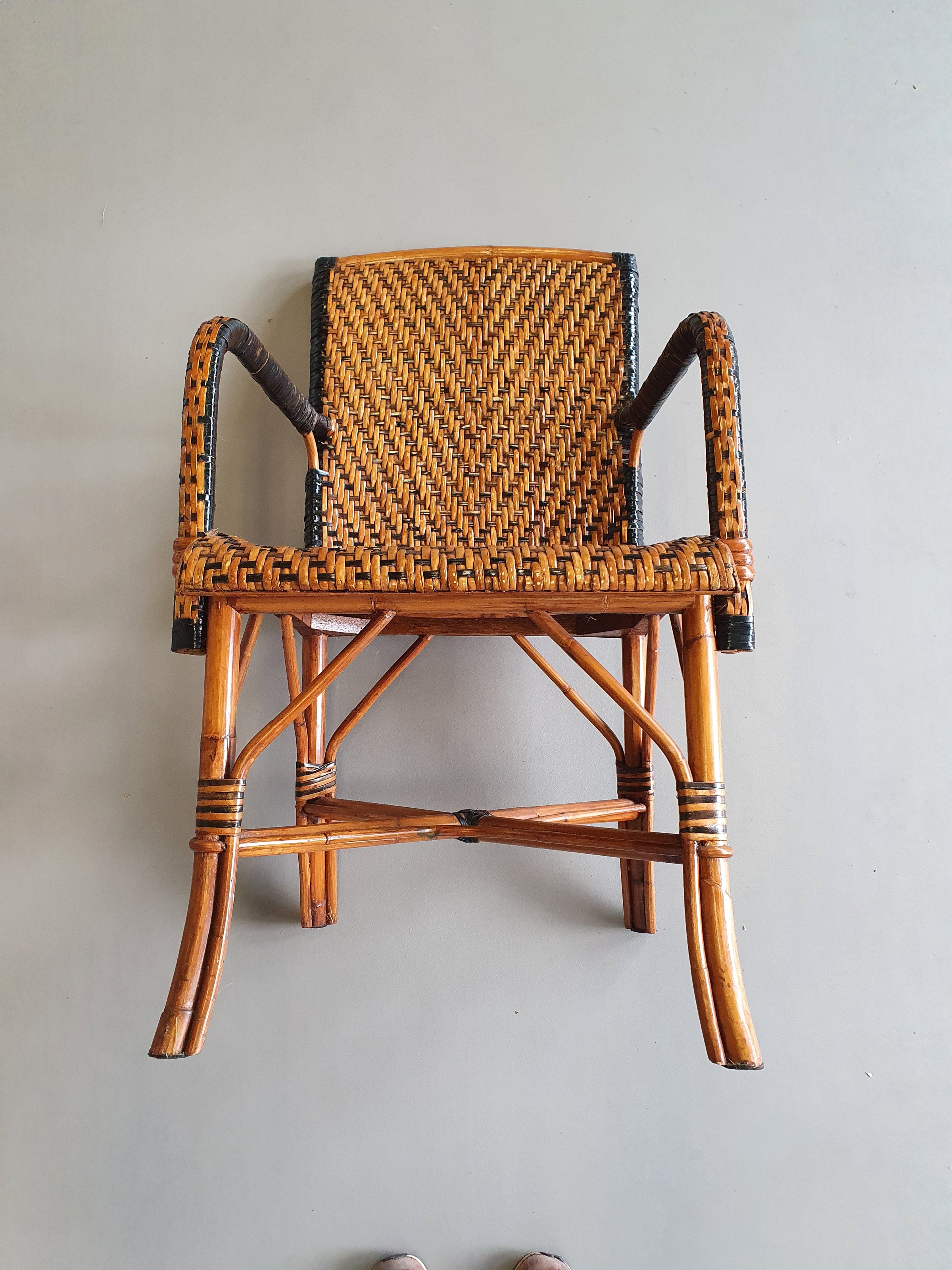 4 x rotan bamboe eetkamerstoelen