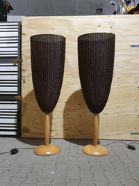 Marco Agnoli voor Pierantonio Bonacina / Flûte / 2 x / XL 180 cm rieten vloerlampen uit 1991