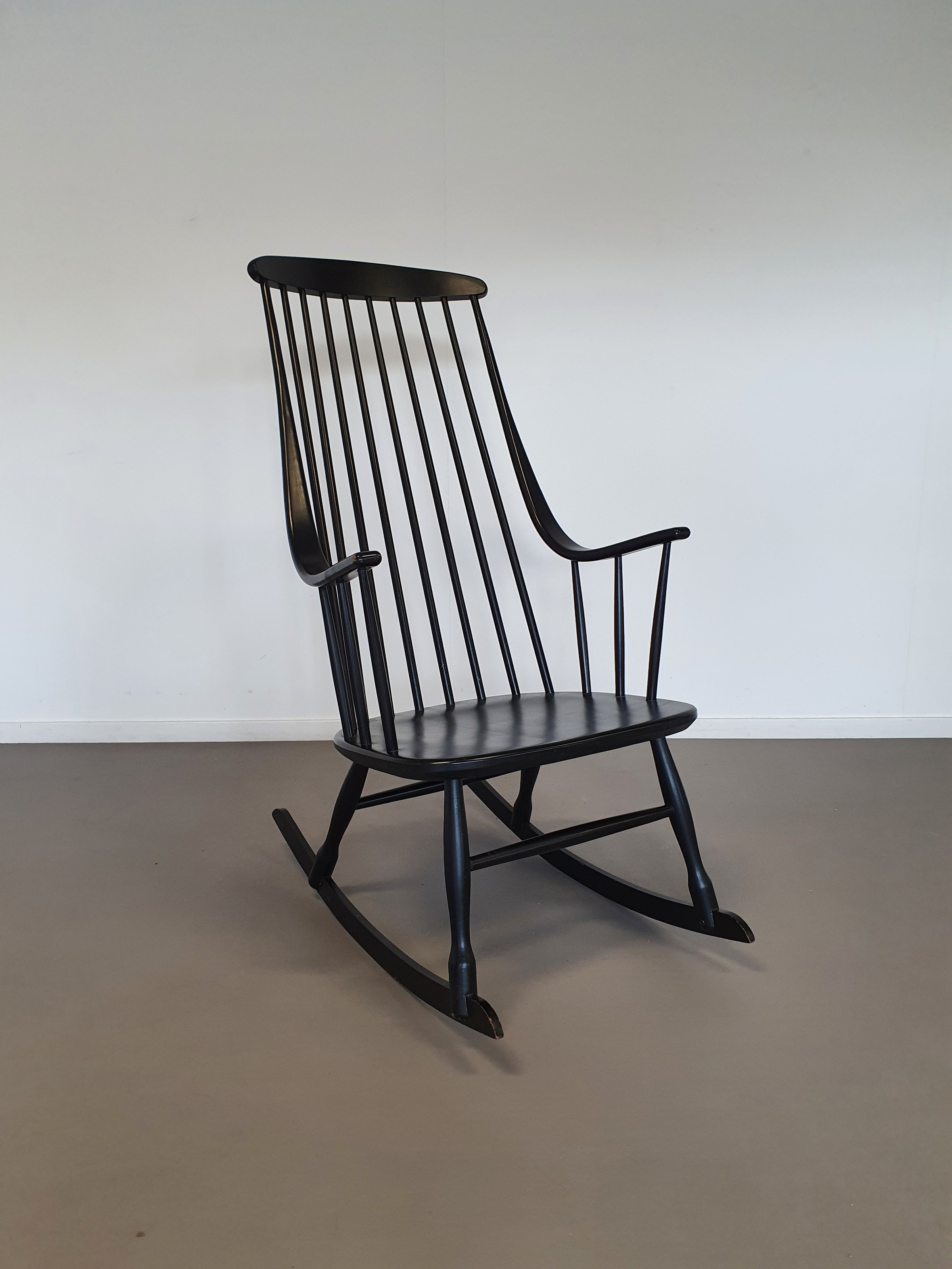 Black Lena Larsson voor Nesto rocking chair 1960s