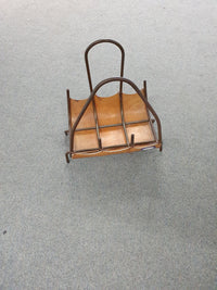 Haardhoutmand van leer en metaal, jaren 60