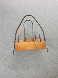 Haardhoutmand van leer en metaal, jaren 60