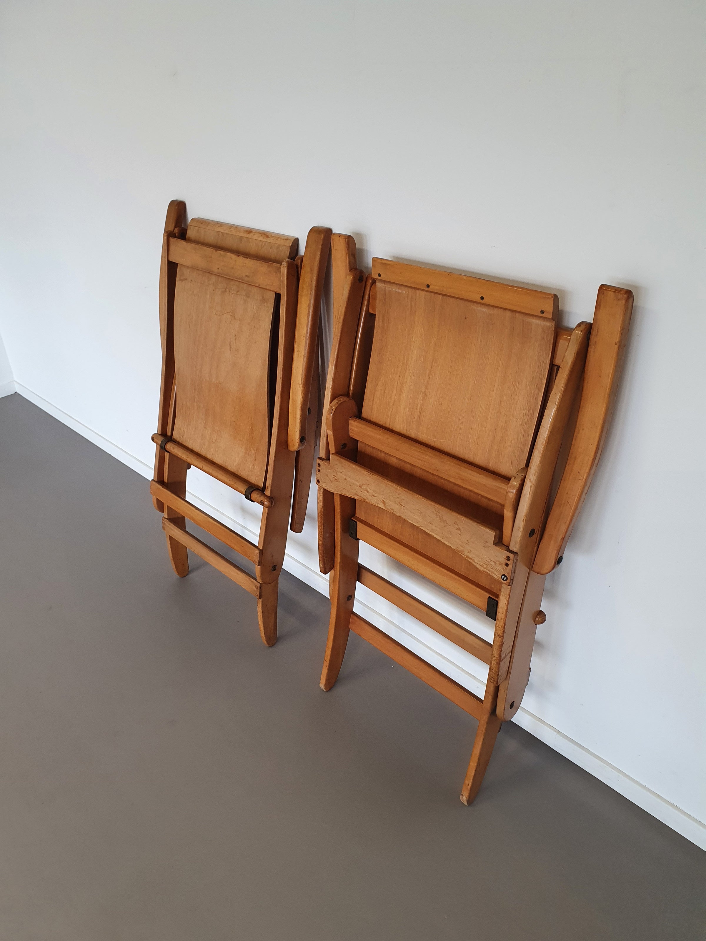 Mid Century plywood folding chairs