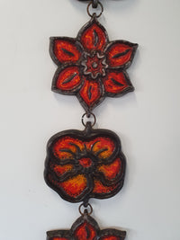 Wall Plaque by Jan Van Erp Ceramic Glaze Flowers Dutch Pottery Vintage 60's 70's