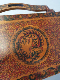 Hand paint decorated magazine holder 1960s
