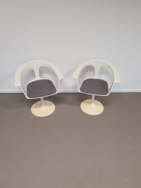 2 x Lusch Tulip Chair, rare, 1972, white design, vintage Colani design