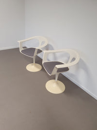 2 x Lusch Tulip Chair, rare, 1972, white design, vintage Colani design