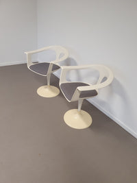 2 x Lusch Tulip Chair, rare, 1972, white design, vintage Colani design