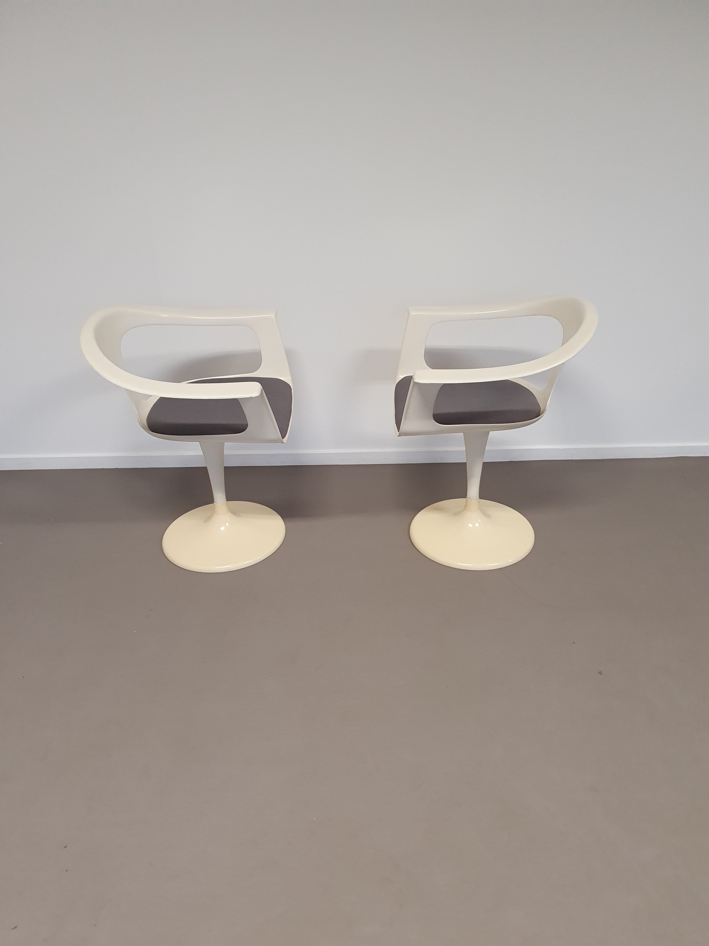2 x Lusch Tulip Chair, rare, 1972, white design, vintage Colani design