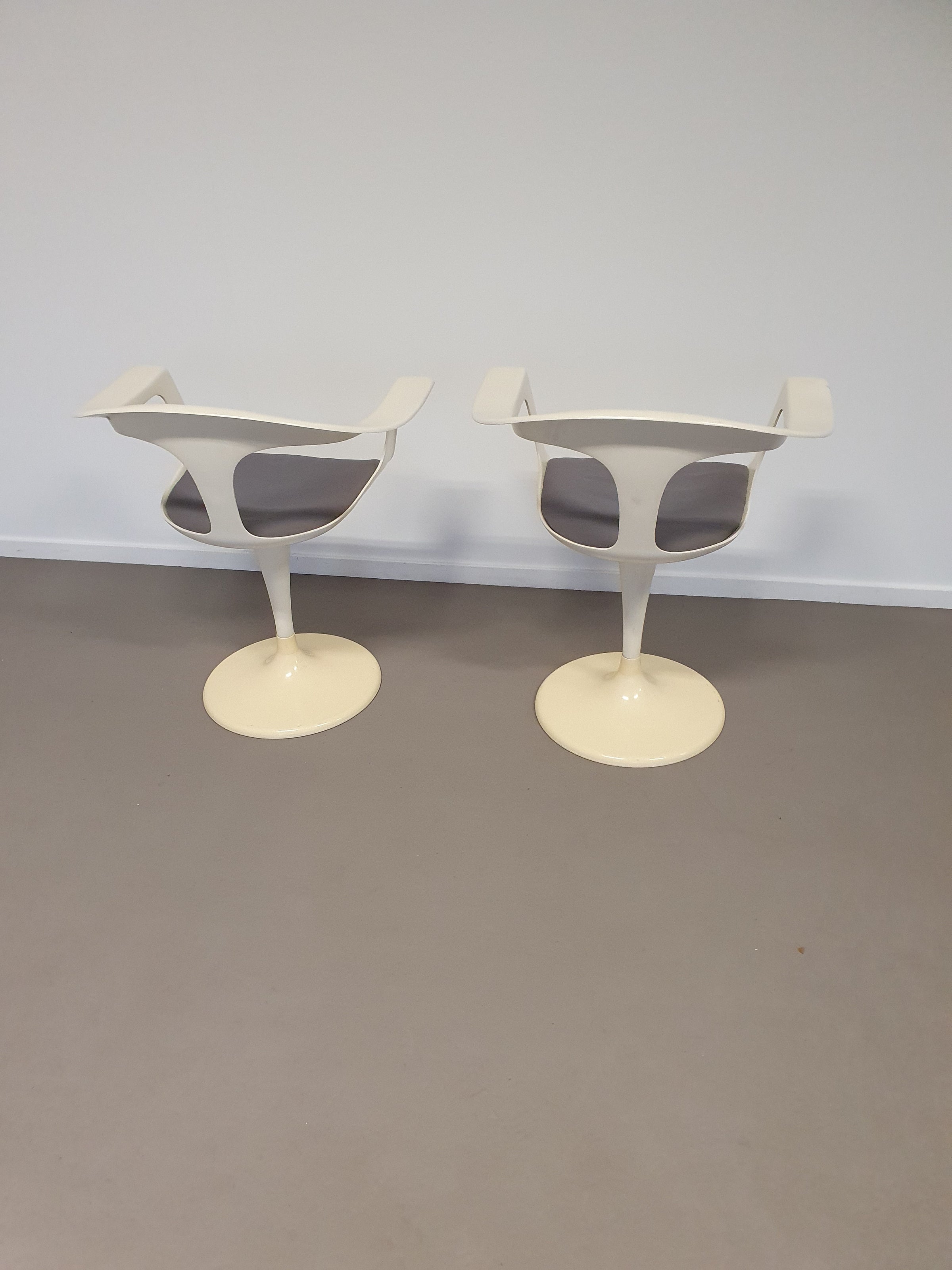 2 x Lusch Tulip Chair, rare, 1972, white design, vintage Colani design