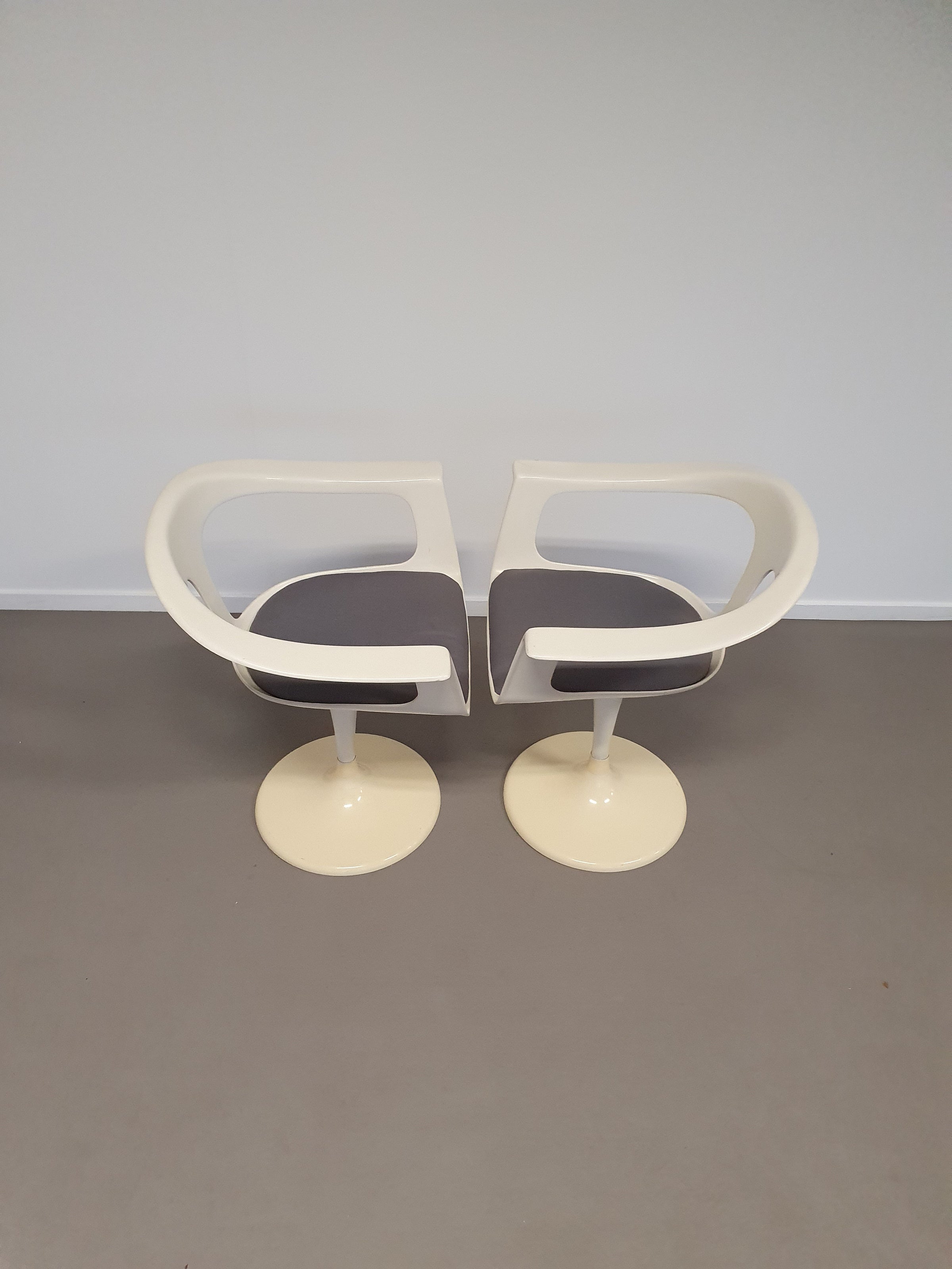 2 x Lusch Tulip Chair, rare, 1972, white design, vintage Colani design