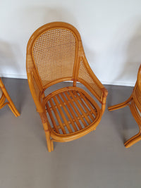 4 x Rotan / Webbing eetkamerstoelen jaren 80 in prachtige staat
