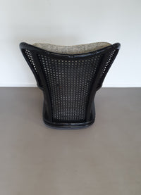 Prachtige Giorgetti wingback loungeset van imitatiebamboe wicker uit de jaren 70.