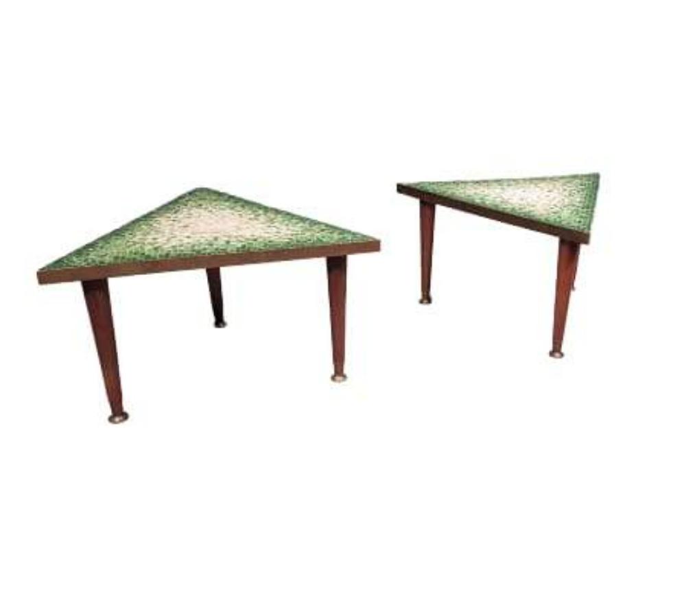 Pair of glass tile mosaic side tables - Genaro Alvarez - 1950s BY GETANO